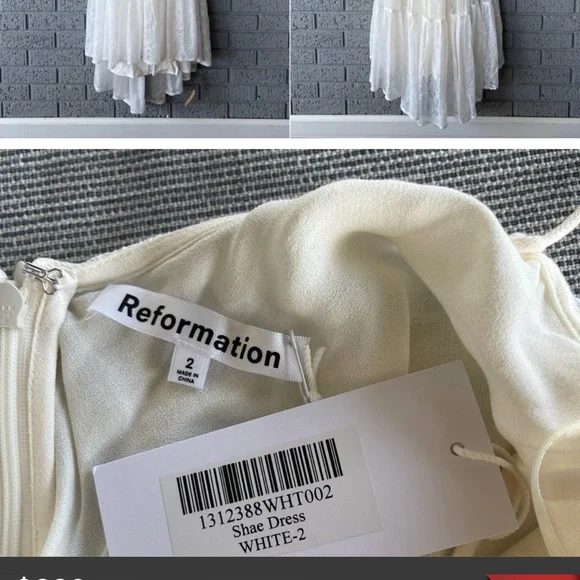 NWT Reformation Shae bridal Dress White Size 2 - Picture 2 of 4